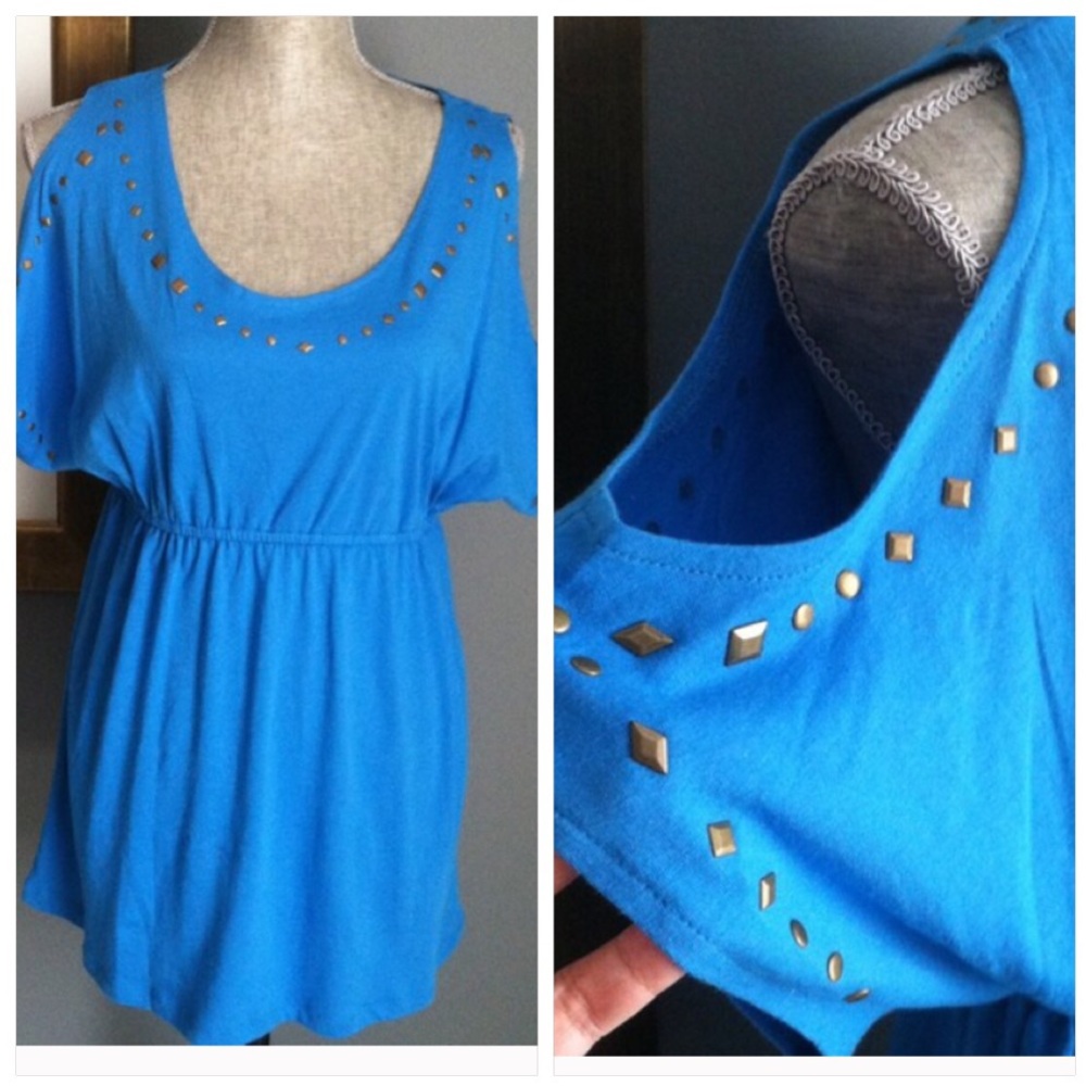 Bay Studio Embellished Top Cold Shoulder